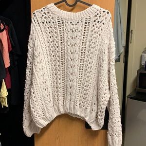 White loose knit sweater